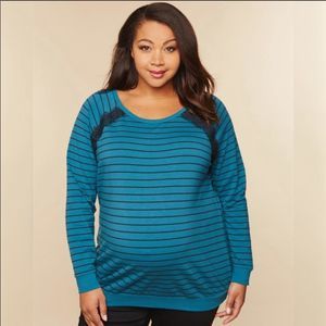 Motherhood Maternity Lace Striped Sweatshirt